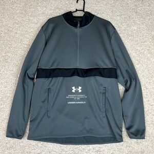 Under Armour Fleece Pullover Mens XL Gray 1/2 Zip Logo Pockets Athleisure Sports